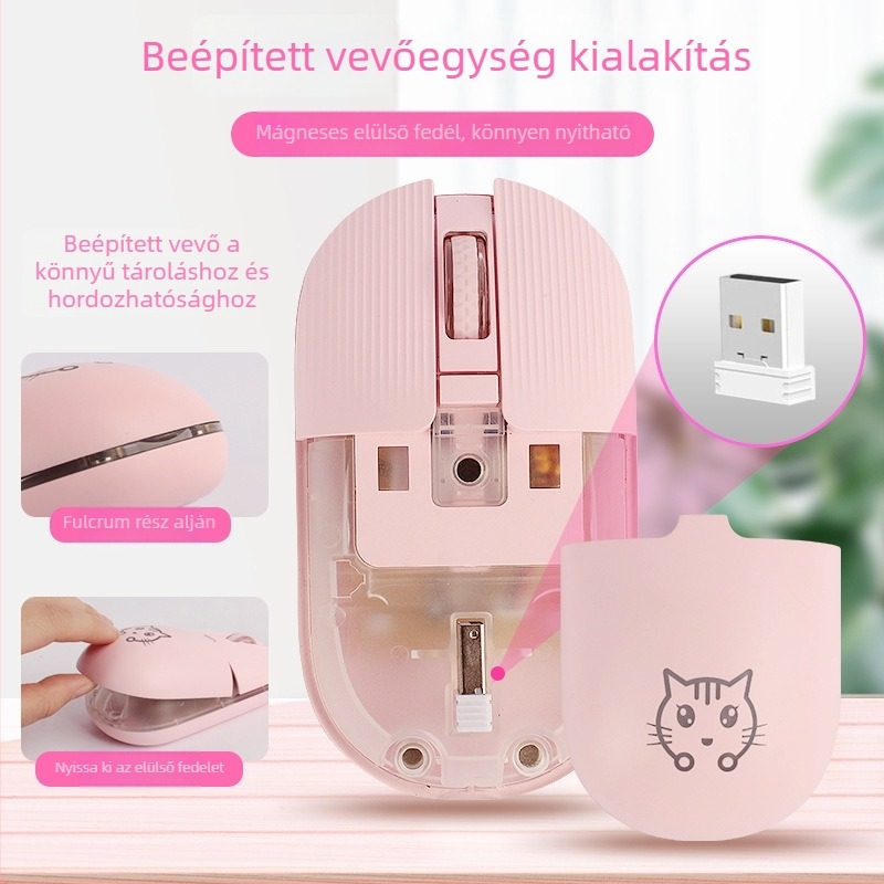 Vezeték nélküli egér — ergonomikus, 2400 DPI, 6 gomb, 2.4GHz vezeték nélküli, USB interfész (ergonómia; 2400 DPI; 6 gomb; 2.4GHz; USB)