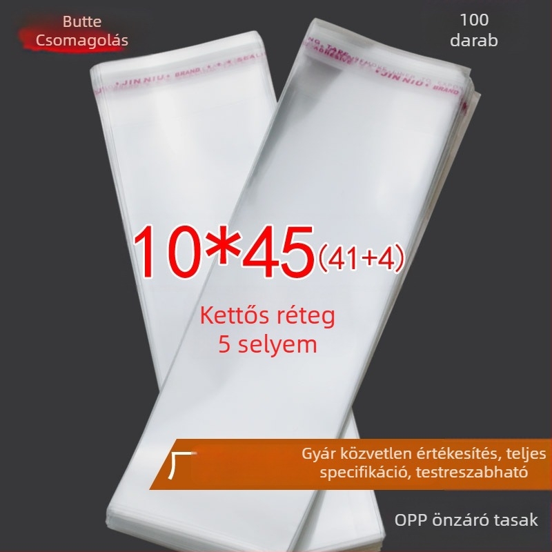 OPP öntapadós csomagoló taska, átlátszó műanyag, nagy átláthatóság, önzáró zárás, ruházat, ékszerek, kiegészítők, játékok és írószerek számára