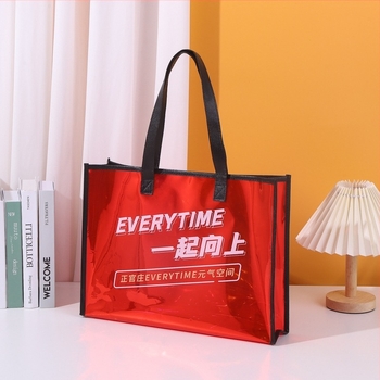 Átlátszó PVC bevásárló táska vállpánttal, testreszabható kétszintű vastagság, univerzális kézitáska