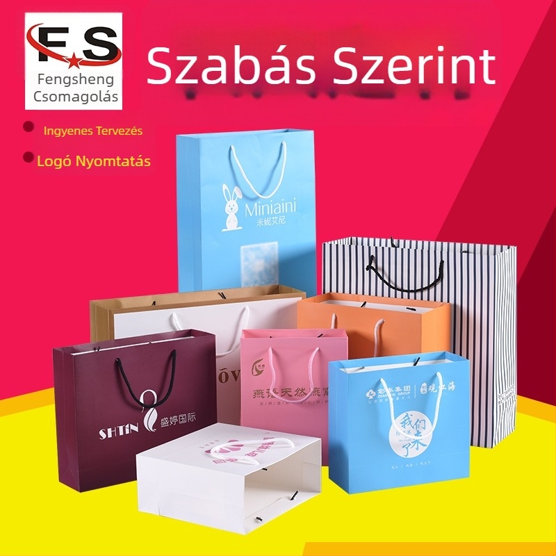 Kraft papírból készült ajándéktáska logónyomtatással — ofszetnyomtatás, kézitáska forma