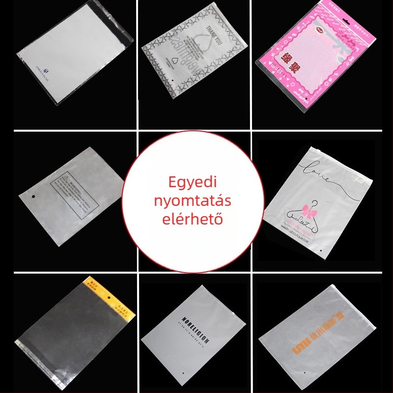 Öntapadós ruhazsák – Átlátszó műanyag ruhatáskák, ingekhez, logó nyomtatással, 100% új anyag