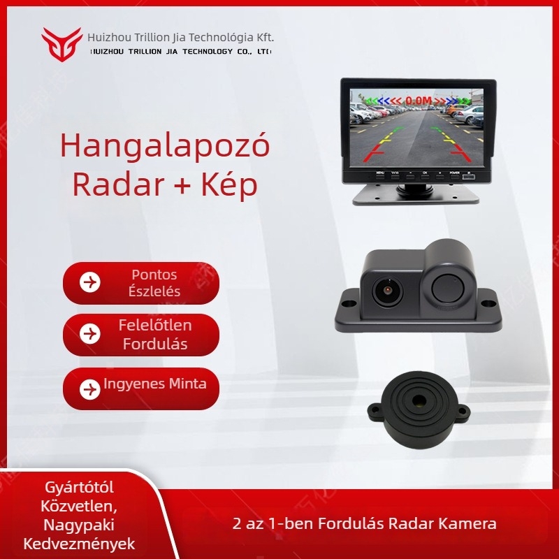 12V Hátsó radar kamera, 1080P AHD, 2-in-1 integrált, Modell W-017