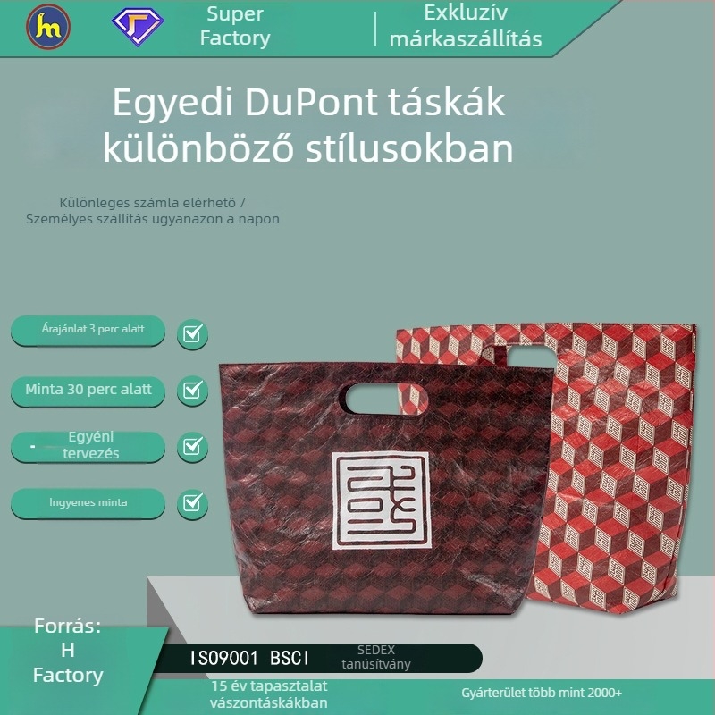 Kraftpapírtáska logónyomtatással, offset nyomtatás, kézitáska forma