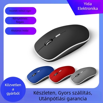 Vezeték nélküli egér 2.4G+Bluetooth, 1000dpi, 4 gomb, USB interfész, ergonikus kialakítás