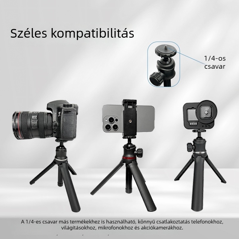 Állítható magasságú gömbfejes tripod, karbon szálas kivitel, 4 részes, gyorskioldó talpa, teherbírás 2–5 kg