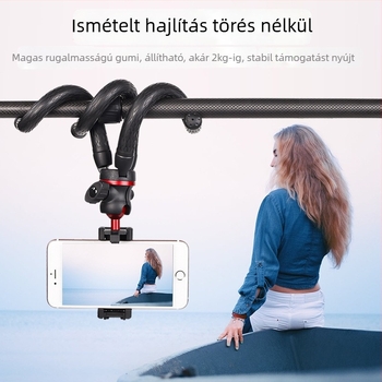 Xiletu XBT-2 polipód telefonállvány asztali, mini Bluetooth tripod gömbfejjel, anyagok műanyag + alumínium, teherbírás kevesebb mint 2 kg, súly 295 g