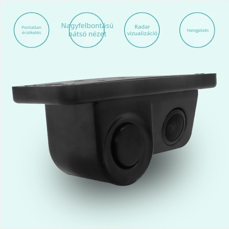 2-in-1 hátrameneti radar autóhoz vizuális képi megjelenítéssel — HD 1280x720, 12V, 170° állítható, AV video jel