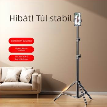 Mobiltelefon élő közvetítéséhez készült állvány 3-szekciós gömbpan-tilt fejjel, padlón álló kivitel, univerzális kompatibilitás, teherbírás 2-5 kg