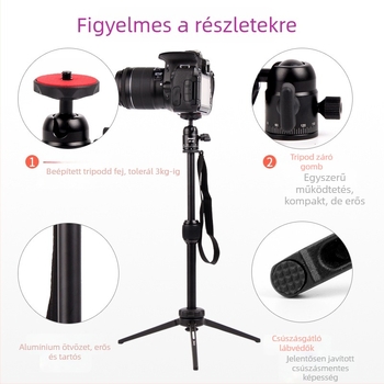 MT-68 állvány alumíniumötvözetből, 2 részes, gömbfej, teherbírás 2–5 kg