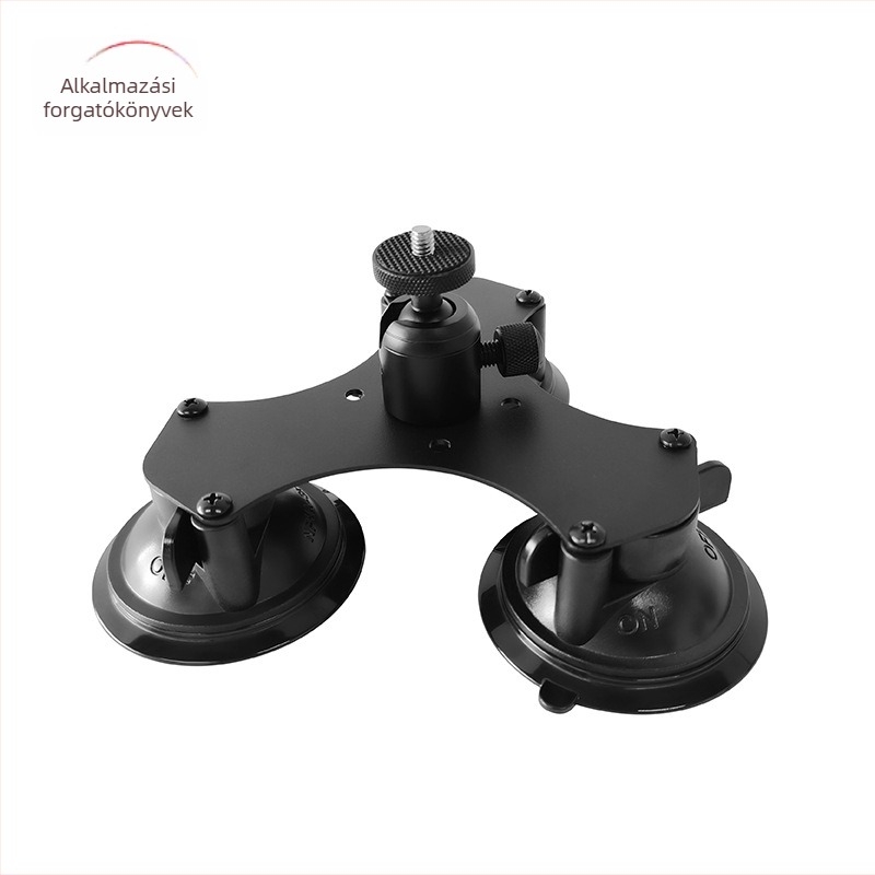 3 szívókorongos kamera gimbal - hordozható, 360° vízszintes forgás, 90° függőleges dőlés, alumíniumötvözet, mirrorless kamerákhoz, világítással