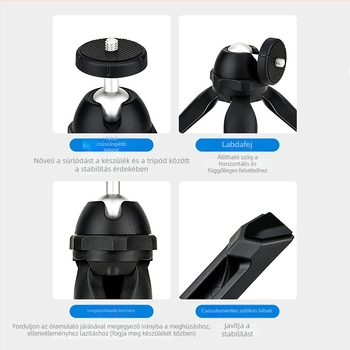 JJC Mini Tripod DSLR KAMERA-hoz Gömbfejjel, Nylonrost + Alumíniumötvözet Kivitel, Teherbírás 1,2 kg