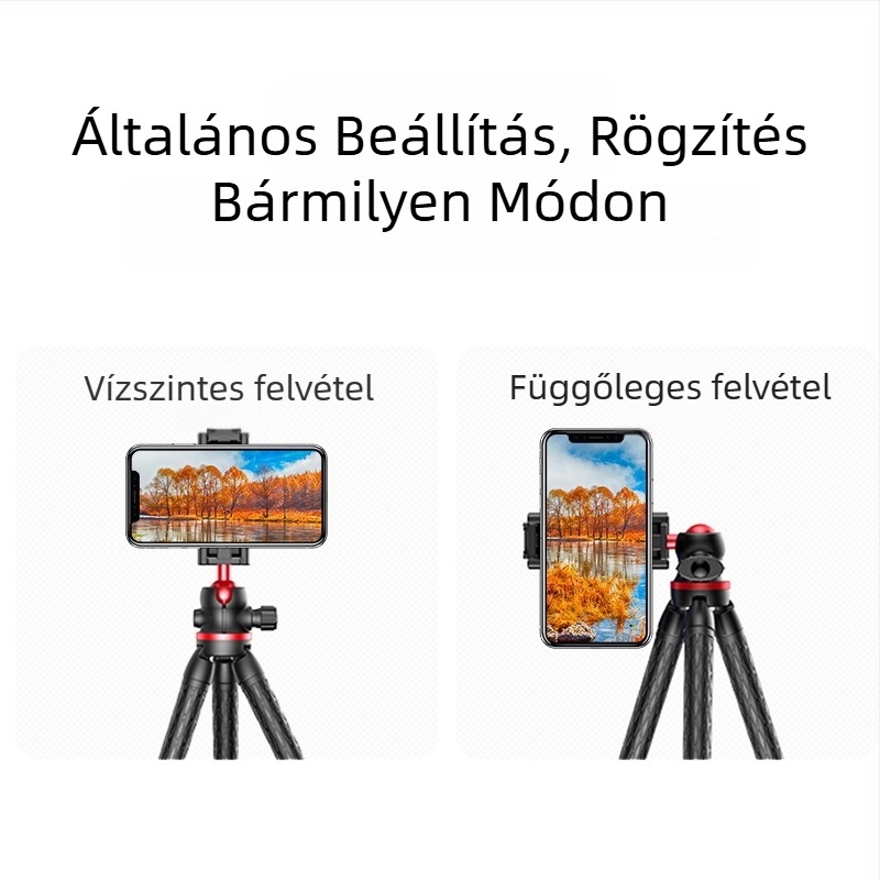 Polip-stílusú DSLR állvány gömbfejjel, acél-plasztikából, egy szakaszos láb, teherbírás 2–5 kg