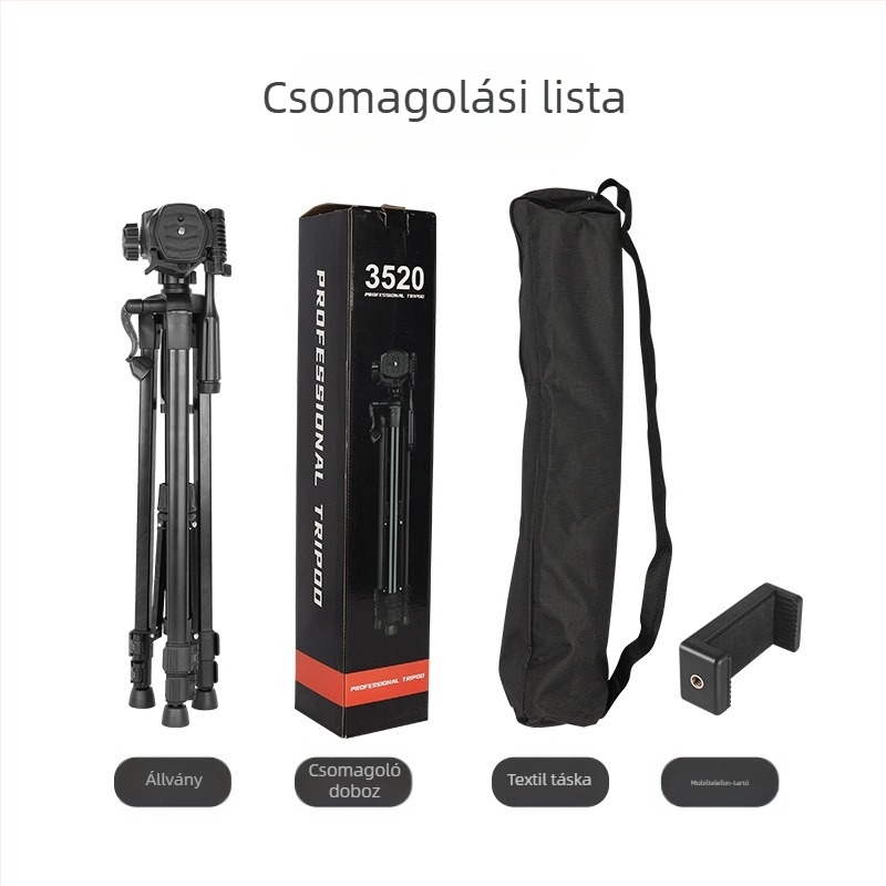 Kamera tripod 3520: PTZ hidraulikus gimbal, 3 részes, teherbírás 16-20 kg, vasból készült kivitel