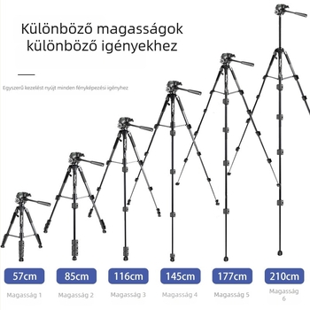 Kamera-tripod 3D Pan-Tilt fejjel, ABS+ alumínium ötvözet, teherbírás 5 kg, 5-részes lábak, gyorskioldó lemez, modell 910A