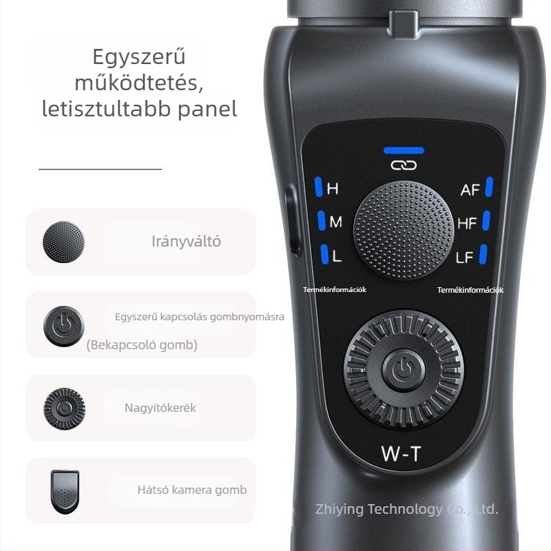 3-tengelyes okostelefon-gimbal kézi vlog felvételekhez, Android/iOS kompatibilis, 335° vízszintes elforgatás, tömege 450 g