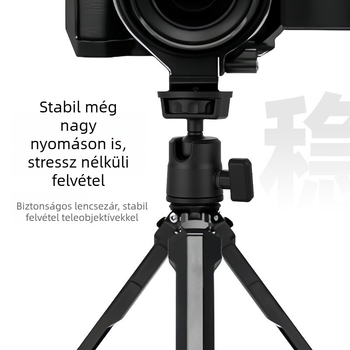 Universal mobilteljes közvetítéshez világító tartó, 360° függőleges forgatás, 180° vízszintes forgatás, 1/4 hüvelykes csatlakozás, PA anyag, 50 g
