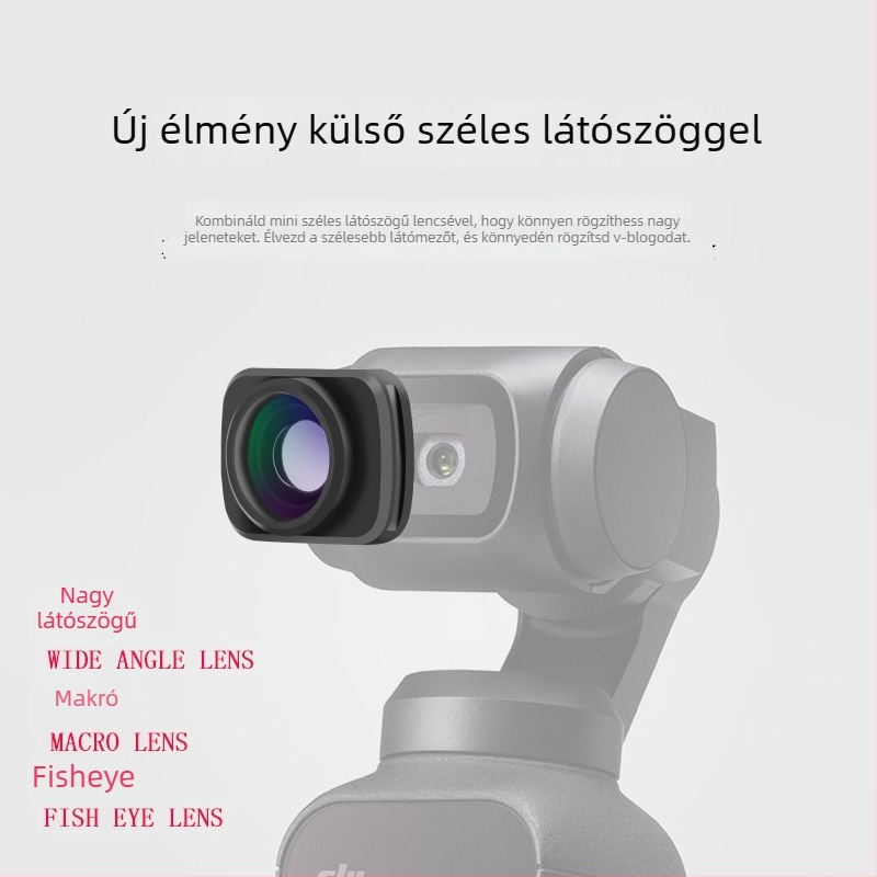 Osmo Pocket kamera széles látószögű makro fisheye objektív mágneses rögzítésével, 90° forgás, alumínium ötvözet + optikai üveg