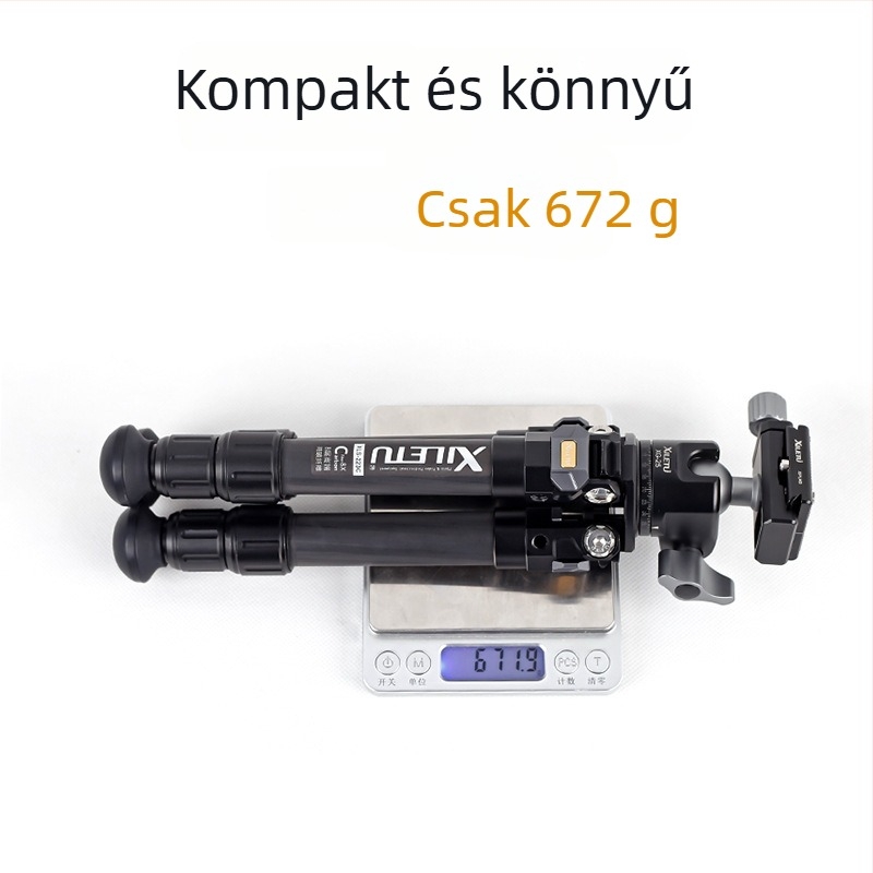 Szénszálas fotóállvány golyóscsapággyal, 3 részes, gyorskioldó lemez, tömeg 672 g