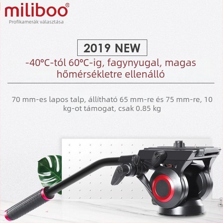 Miliboo 801 Második Generációs Professzionális PTZ Fej Hidraulikus Csillapítással - Alumíniumötvözet, 360° vízszintes, 165° függőleges, 10 kg, Mibo-kompatibilis