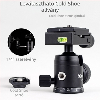 Ball Head Tripod univerzális kamerához — 360° vízszintes forgás, alumíniumötvözet, beltéri és kültéri használat