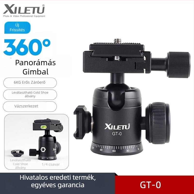 Ball Head Tripod univerzális kamerához — 360° vízszintes forgás, alumíniumötvözet, beltéri és kültéri használat