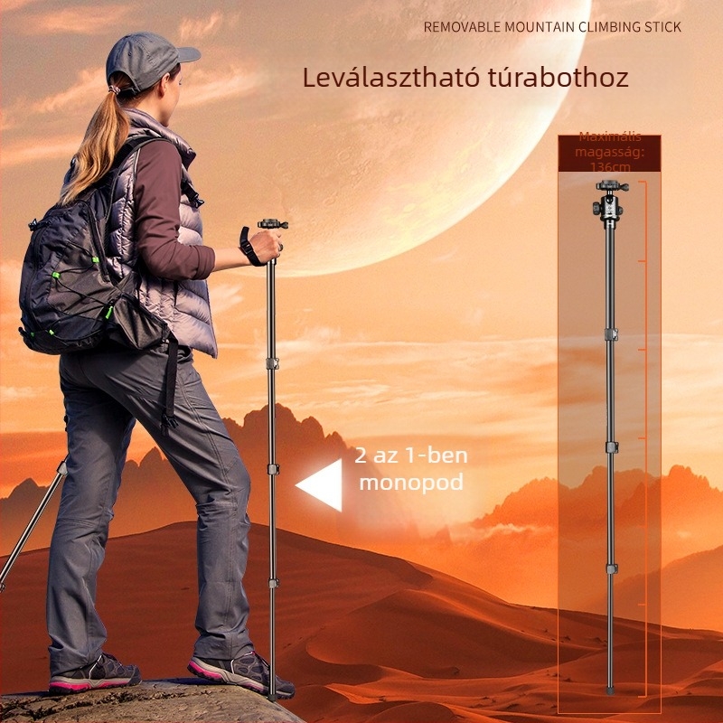 Golyós fejű állvány, alumíniumötvözet, 4 részes, gyorskioldó lemez, teherbírás 6–10 kg