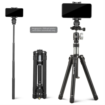 Tripod gömbfejjel, 5-szekciós alumínium ötvözet, gyorsoldó lemez, Light Age Q160D, teherbírás kevesebb mint 2 kg