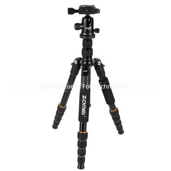 DSLR és tükör nélküli kamerákhoz és telefonhoz készült trípod, modell Q666, alumíniumötvözet, gömbfej, 5 szakasz, teherbírás 6–10 kg, gyorsoldó lemez benne
