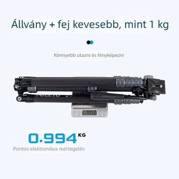 Szénszálas kamera trípóddal hidraulikus gimbal fejjel, 4 részes, gyorskioldó lemez