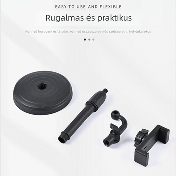 Asztali mobiltartó univerzális pan-tilt fejjel, teleszkóposan állítható kar, korong alap, mikrofonklipsz, műanyag anyag, márka Sea butterfly