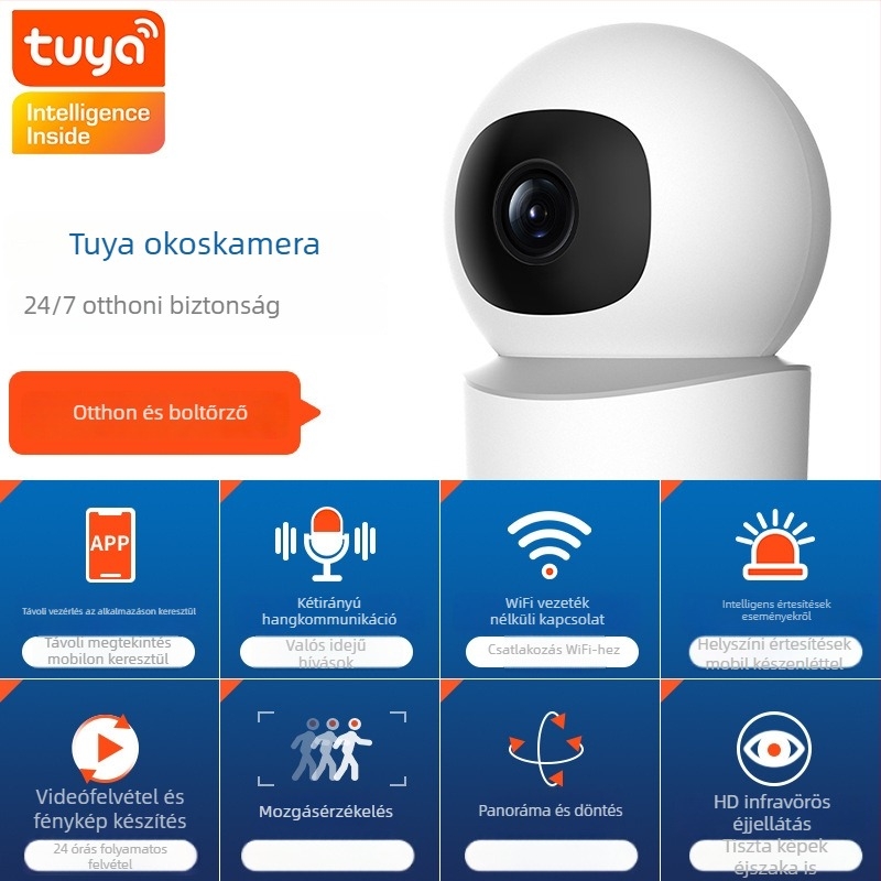 Graffiti Intelligent Beltéri Kamera PTZ 355° vízszintes, 75° függőleges; Vízszintes sebesség 70°/s, függőleges 30°/s; Tápellátás 5V