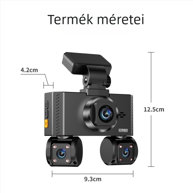 Új 2K négyszálas dashcam 3,16 hüvelykes HD érintőképernyővel, Wi‑Fi és Radar Guard