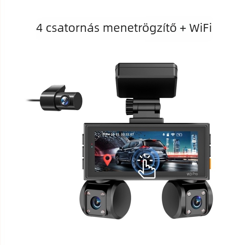 Új 2K négyszálas dashcam 3,16 hüvelykes HD érintőképernyővel, Wi‑Fi és Radar Guard