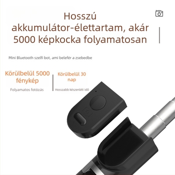 Bluetooth-os telefonhoz való selfie bot, hordozható tripod, világító fény, műanyag test, távirányítóval