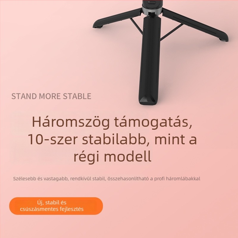 Bluetooth-os telefonhoz való selfie bot, hordozható tripod, világító fény, műanyag test, távirányítóval