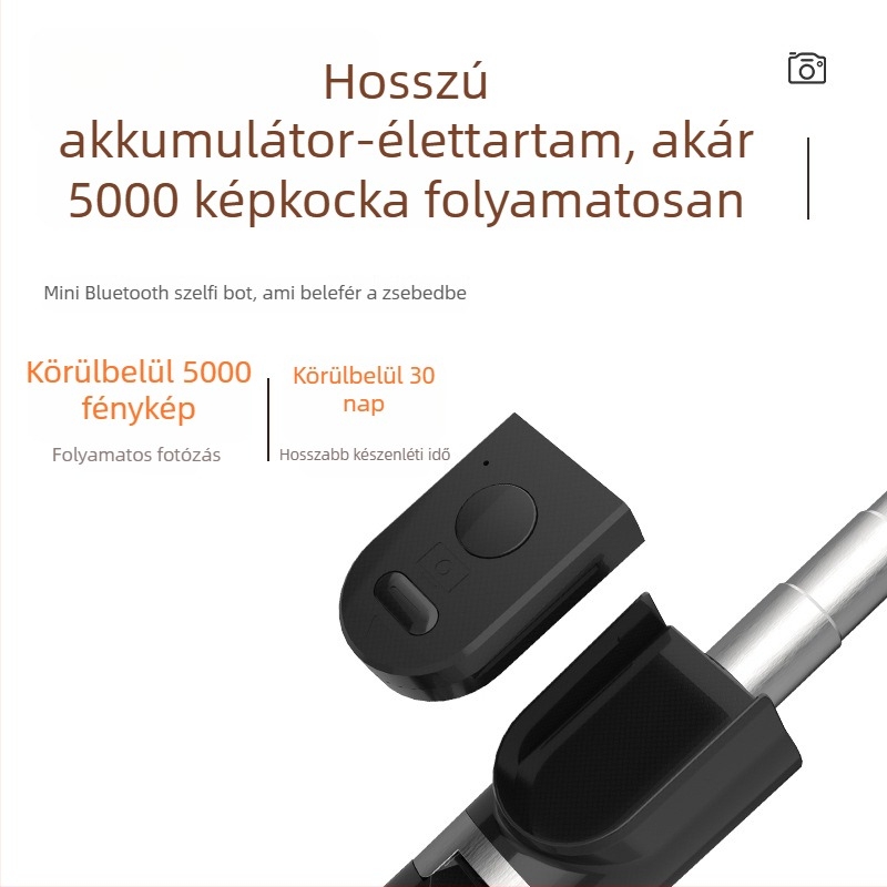 Bluetooth-os telefonhoz való selfie bot, hordozható tripod, világító fény, műanyag test, távirányítóval