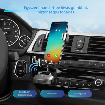 Bluetooth autós audió vevő USB-C interfésszel, 5V tápegység, ciklikus lejátszás, ABS ház, modell W1/W2