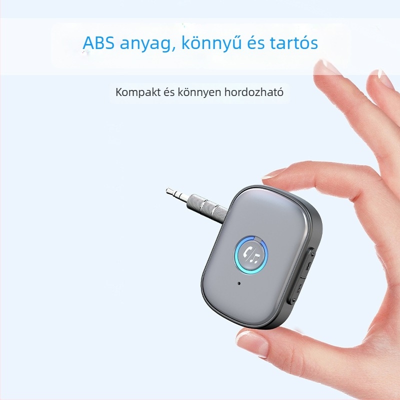 Bluetooth autós audió vevő USB-C interfésszel, 5V tápegység, ciklikus lejátszás, ABS ház, modell W1/W2