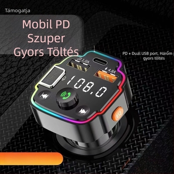 Autó MP3 átjátszó Bluetooth, USB/U-disk lejátszás, FM adó, kihangosítás, 12-24V táplálás