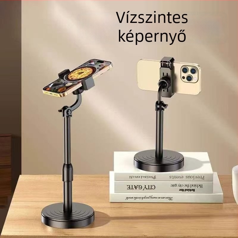 Asztali állvány tabletához és telefonhoz – állítható magasság, kihúzható és forgatható, műanyag kivitel videózásra és fényképezésre