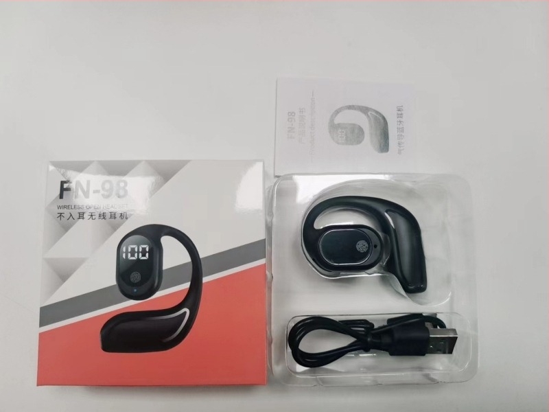 Zajcsökkentéses vezeték nélküli Bluetooth fülhallgató, hosszú üzemidő, digitális kijelző, Bluetooth 5.3, fülhorgos kialakítás autó és sport használatra