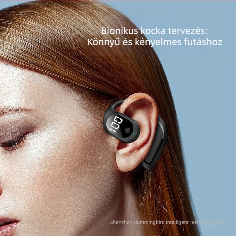 Zajcsökkentéses vezeték nélküli Bluetooth fülhallgató, hosszú üzemidő, digitális kijelző, Bluetooth 5.3, fülhorgos kialakítás autó és sport használatra