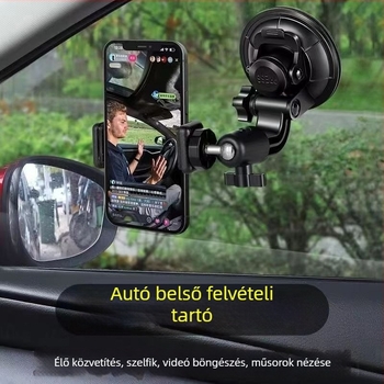 Universális ABS autótartó vákuumos csészével navigációhoz, selfiehez és élő videófelvételhez