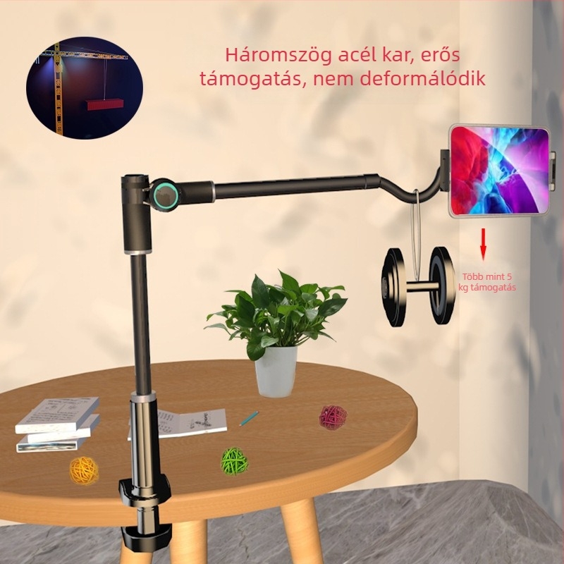 Lychee Lazy Stand — Univerzális cantilever telefon/tablet tartó, fém+ABS, forgatható és összecsukható