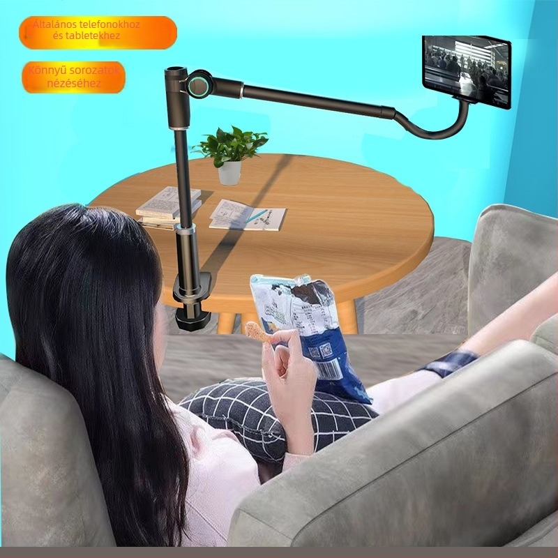 Lychee Lazy Stand — Univerzális cantilever telefon/tablet tartó, fém+ABS, forgatható és összecsukható