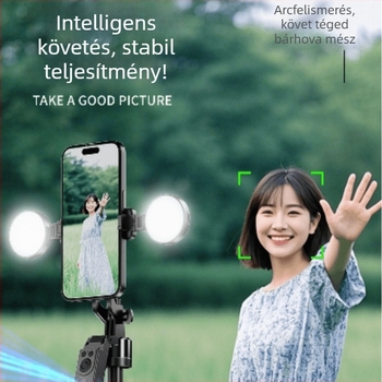 Mobiltelefonos Gimbal 360° forgással, arcfelismerés, távirányító, Bluetooth, alumíniumötvözet
