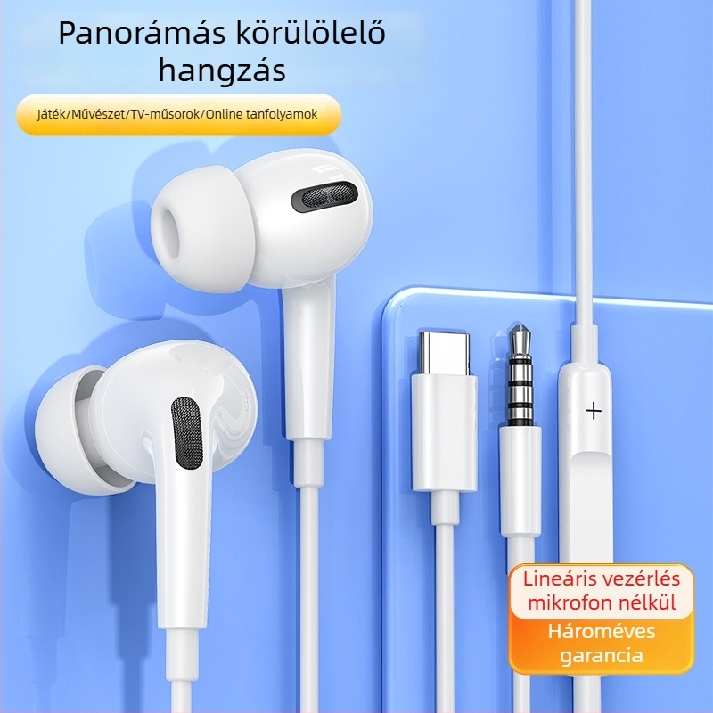 Type-C vezetékes, in-ear fejhallgató játékokhoz, kompatibilis Huawei, Oppo, Vivo és Honor