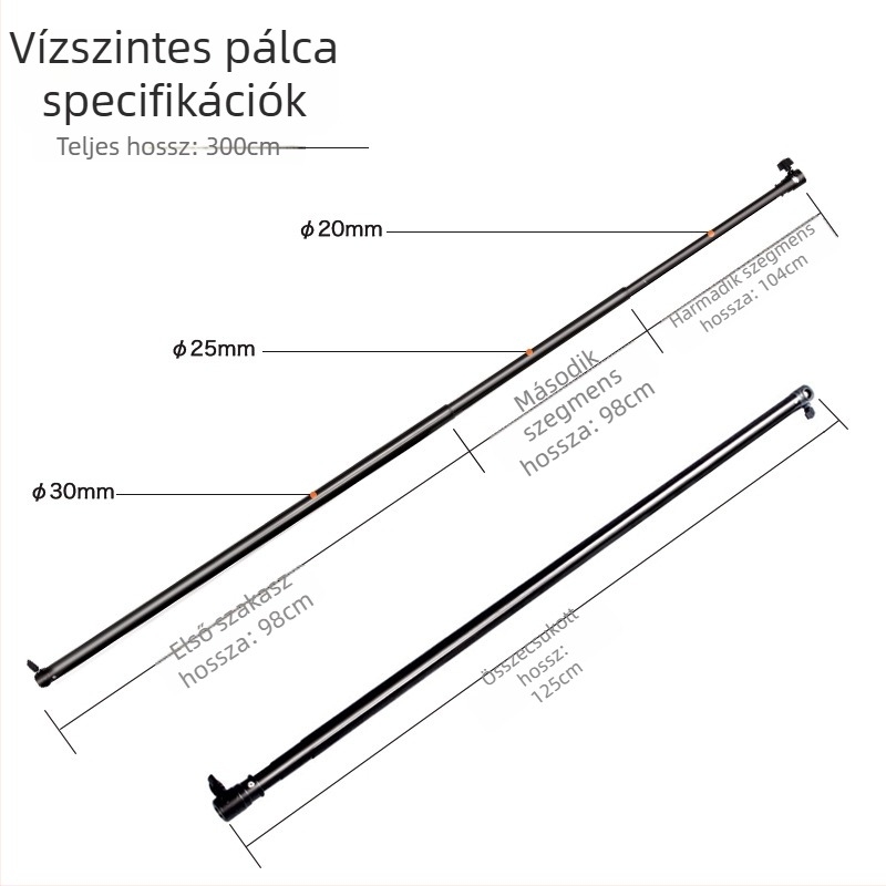 Teleszkópos háttérkeresztrúd, alumíniumötvözet, egyetlen keresztrúd