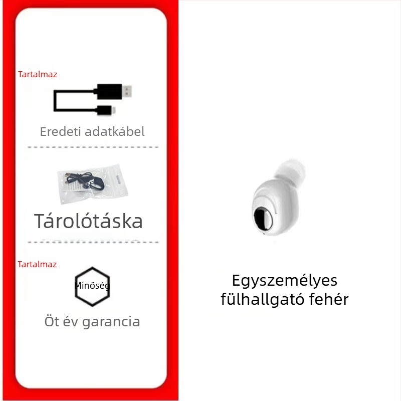 L16 vezeték nélküli Bluetooth fülhallgató, mono in-ear kialakítás, autóhoz, sztereó hang, Bluetooth 5.0, IPX4, akár 4 óráig