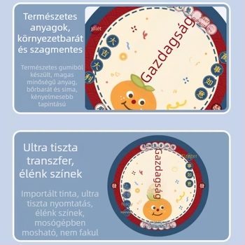 Kerek egérpad karikatúra dizájnnal, csúszásmentes felület, természetes gumi anyag, hőtranszfer nyomtatás, testreszabás támogatott